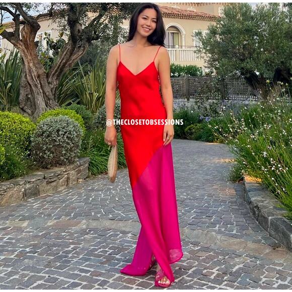 MANGO BLOGGER FAVE!!! Colorblock Maxi Dress NWT - Picture 1 of 16
